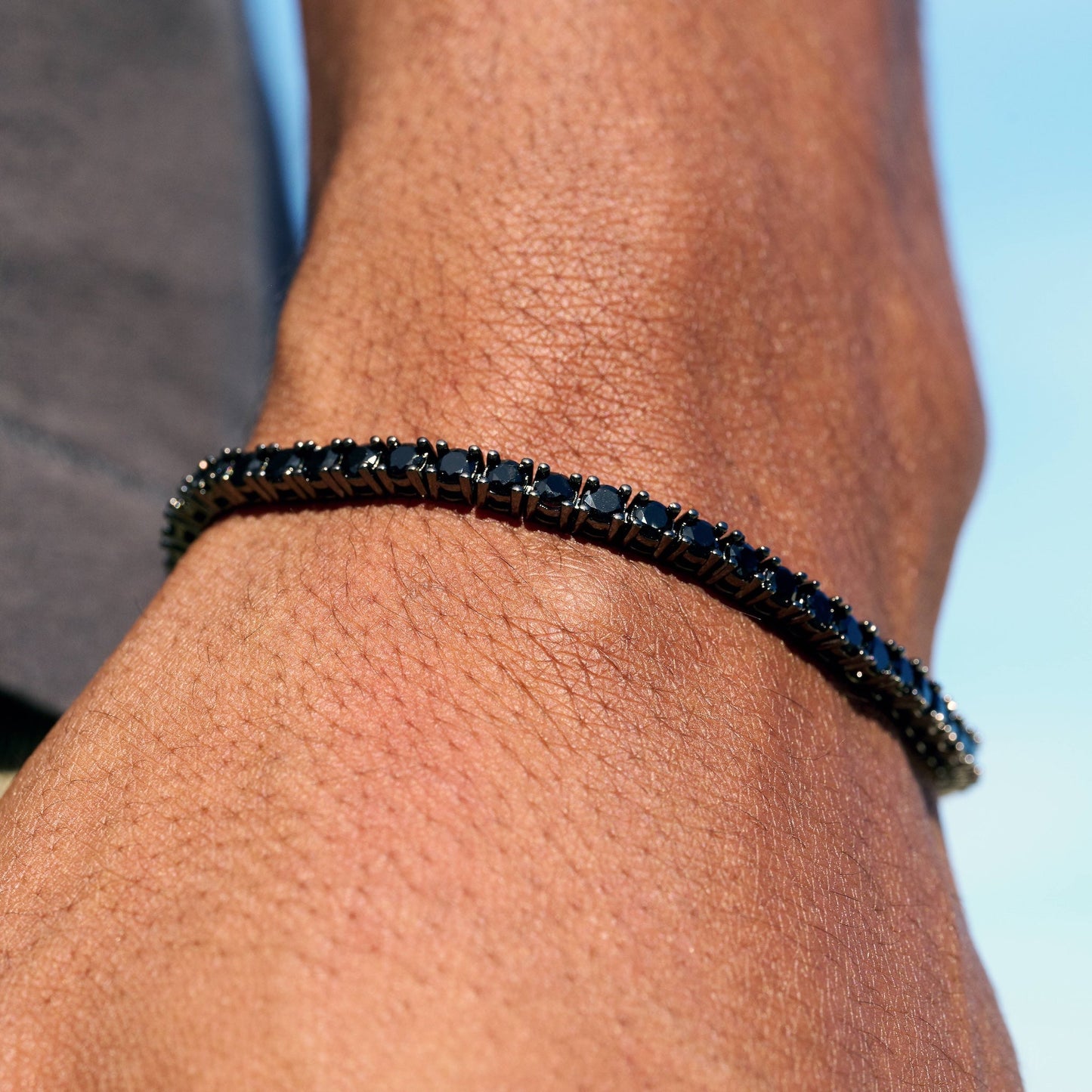 Black Diamond Tennis Chain Bracelet in Black - 3mm
