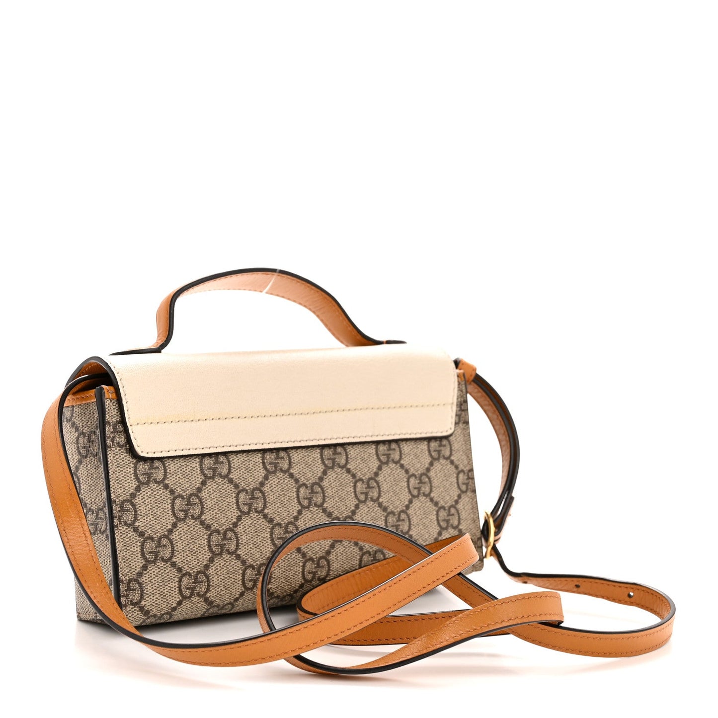 GG Supreme Monogram New Sakai Calfskin Mini Padlock Top Handle Shoulder Bag Beige Ebony Mystic White Sun Oil