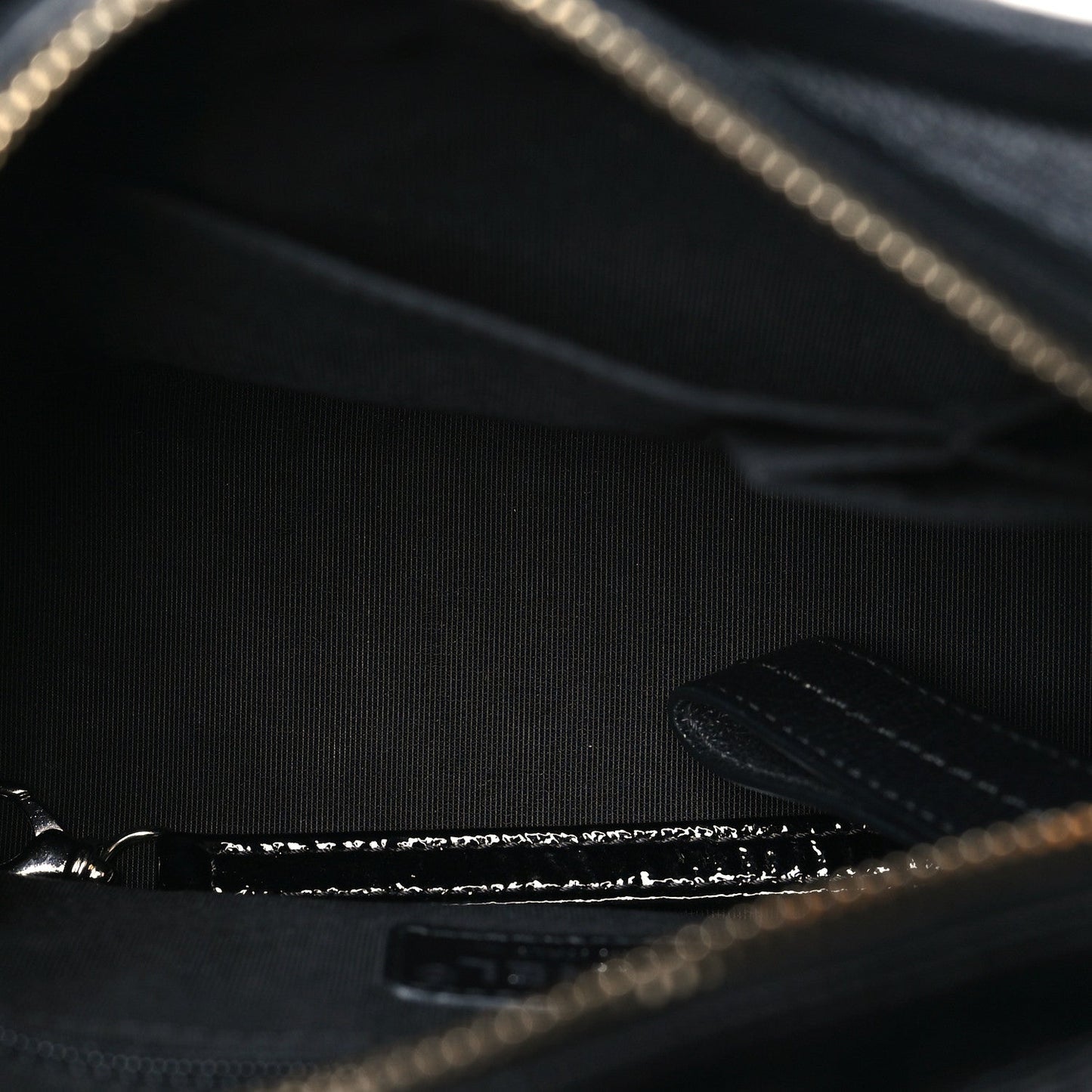Patent Goatskin Quilted Small Gabrielle Hobo Black