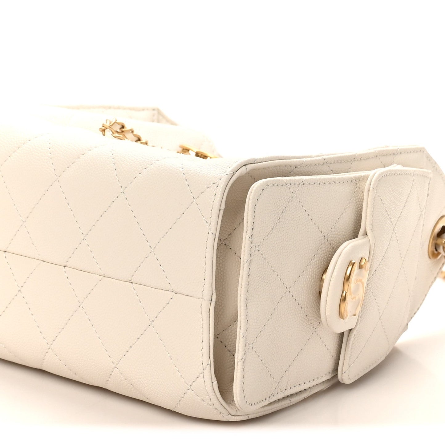 Caviar Quilted Mini Chanel 25 Handbag White