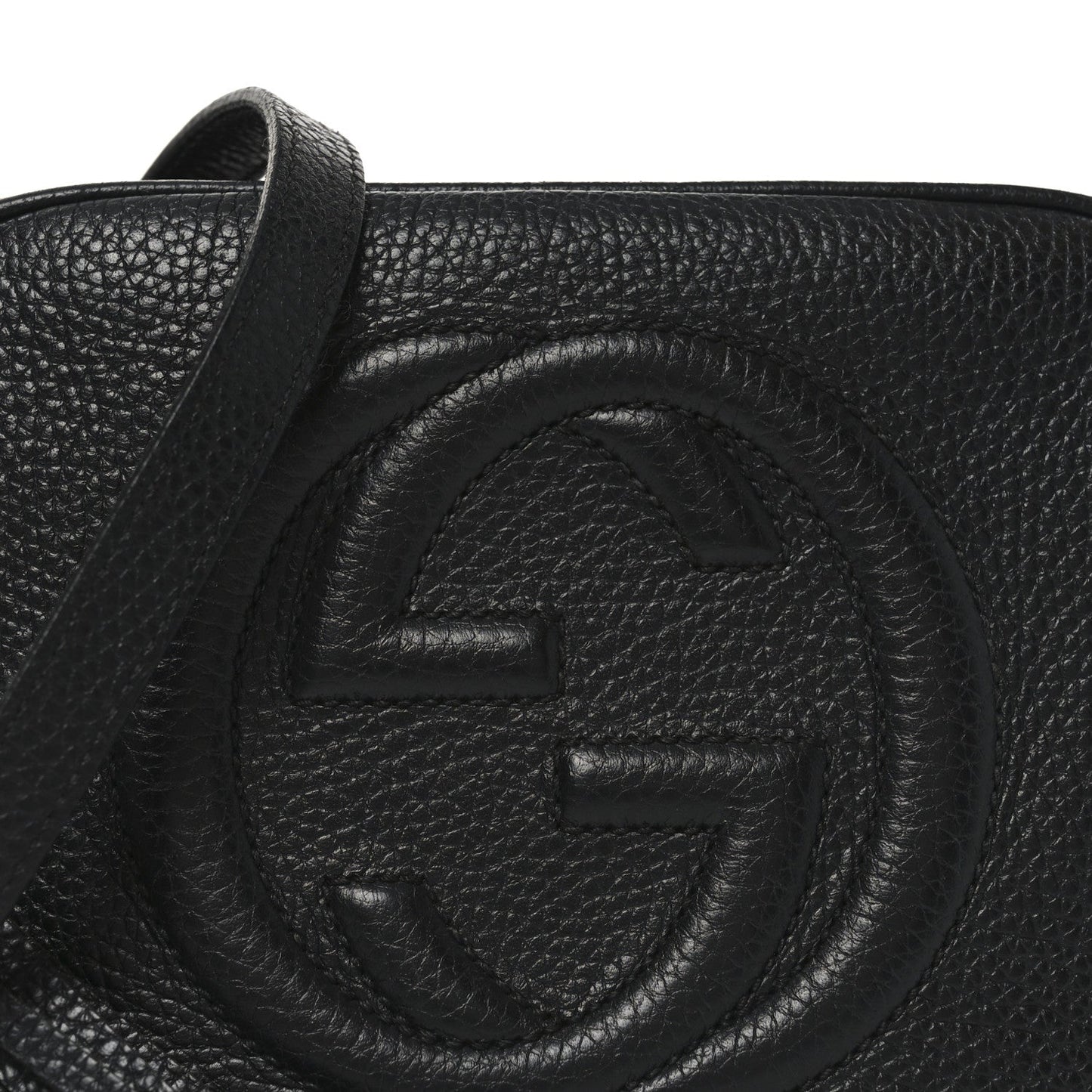 Pebbled Calfskin Small Soho Disco Bag Black