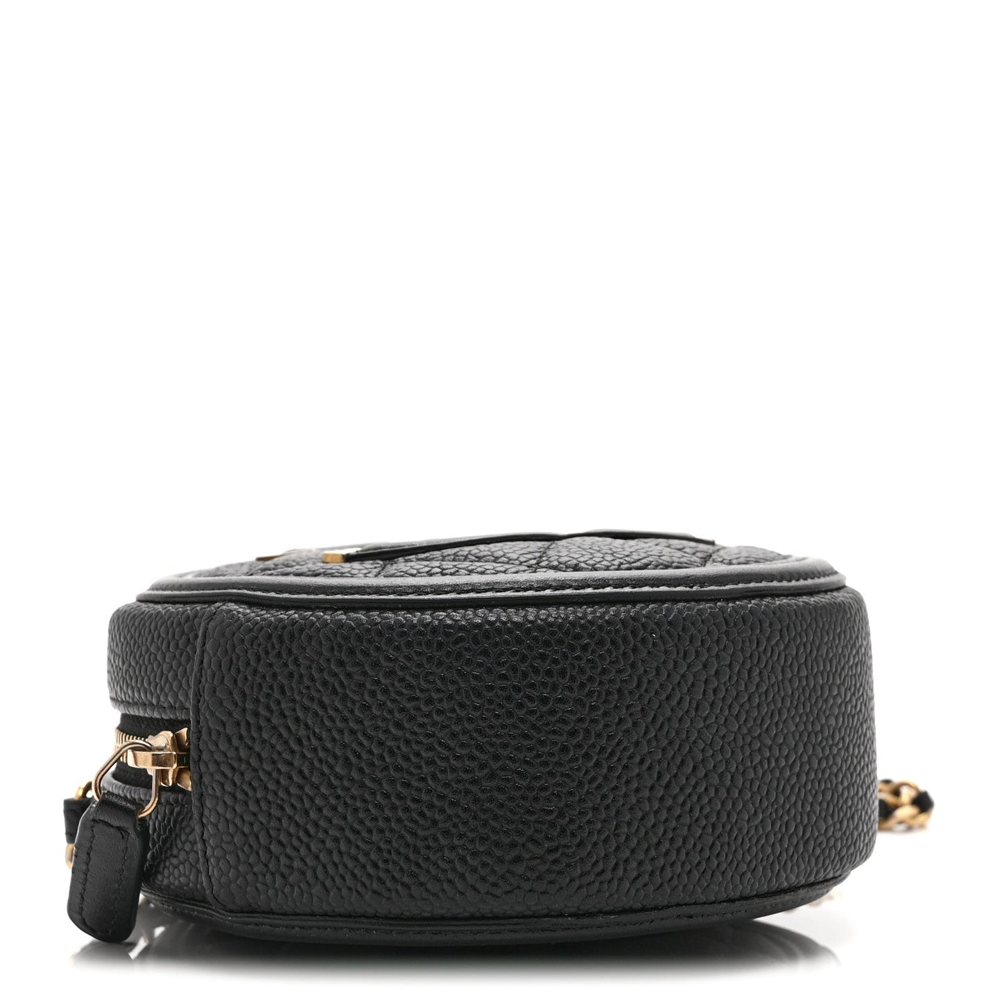 Caviar Quilted Round Filigree Crossbody Black
