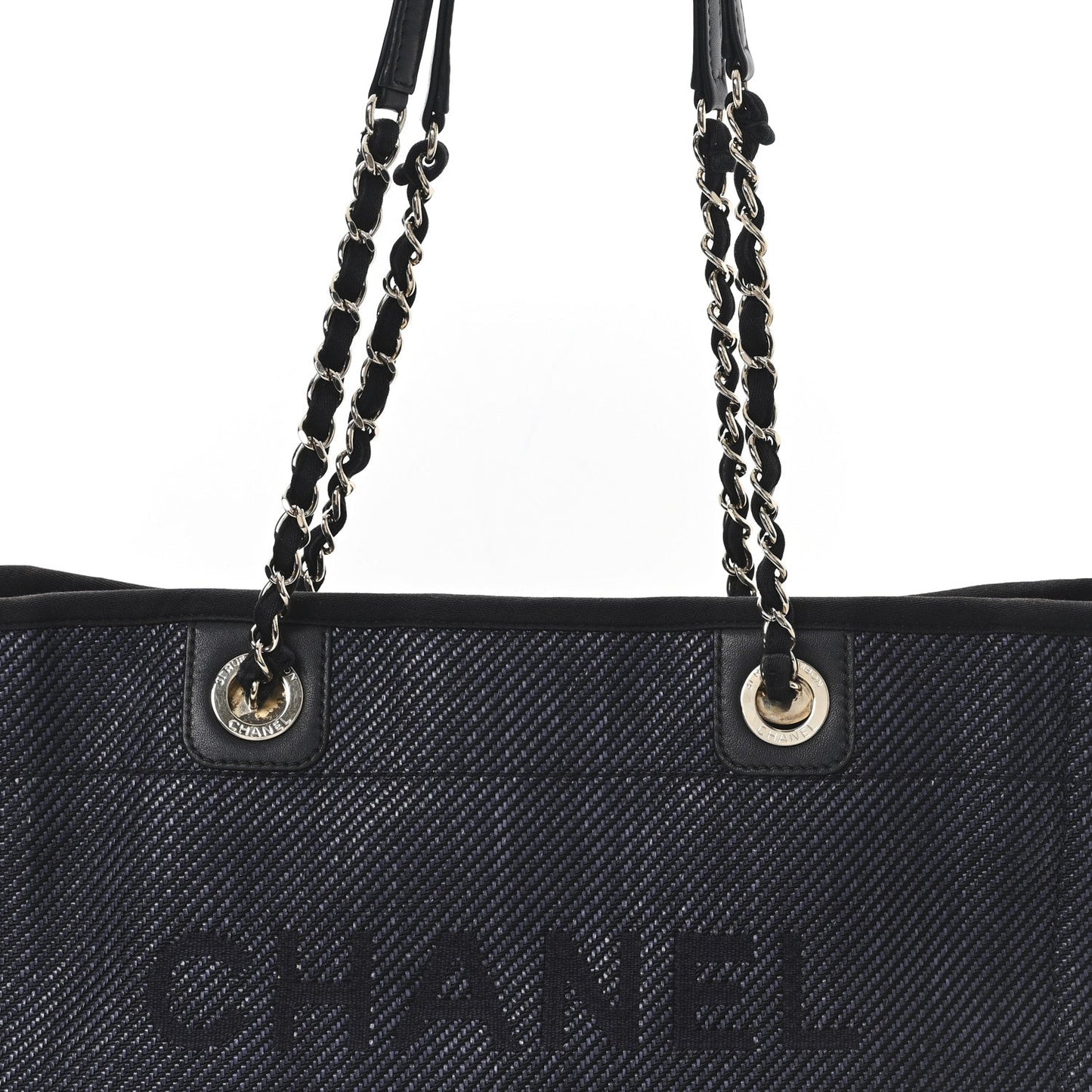 Mixed Fibers Calfskin Small Deauville Tote Black