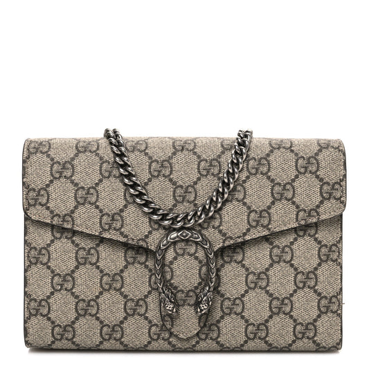 GG Supreme Monogram Mini Dionysus Chain Wallet Beige Taupe