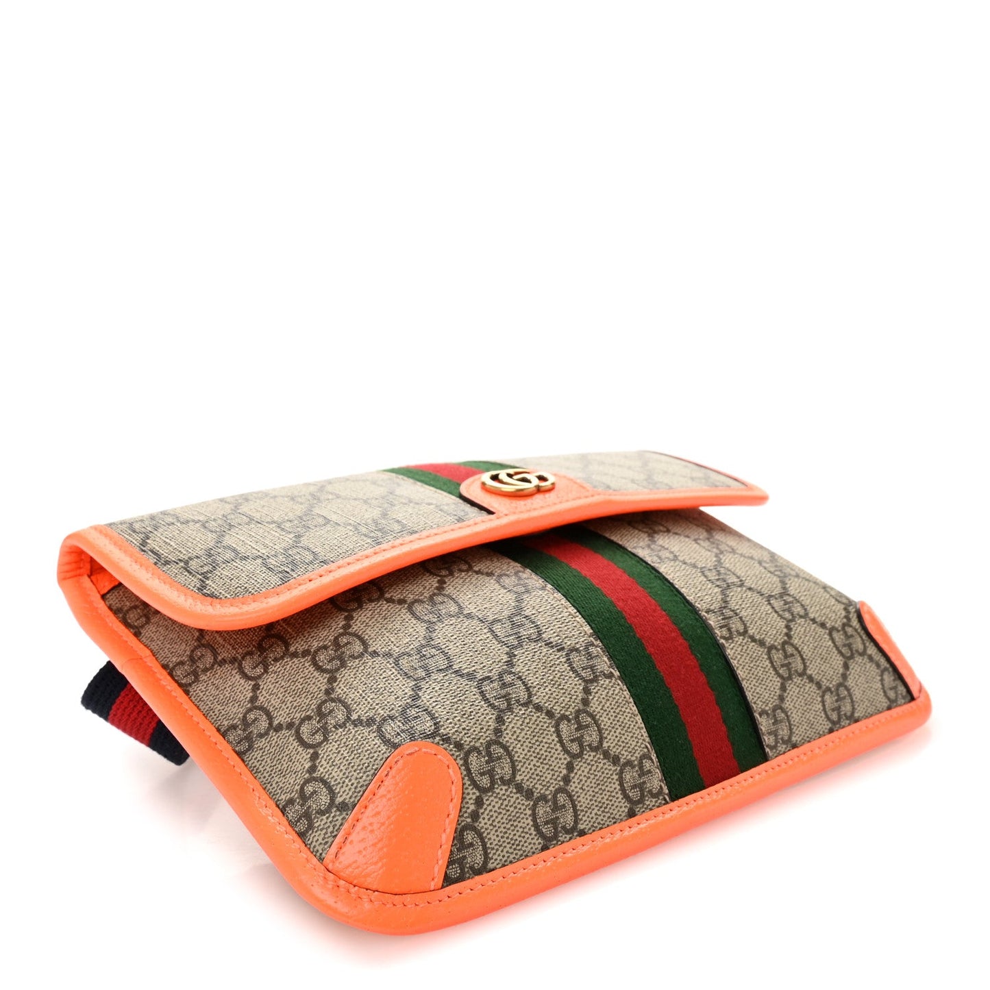GG Supreme Monogram Web Small Ophidia Belt Bag Beige Ebony Orange Fluo