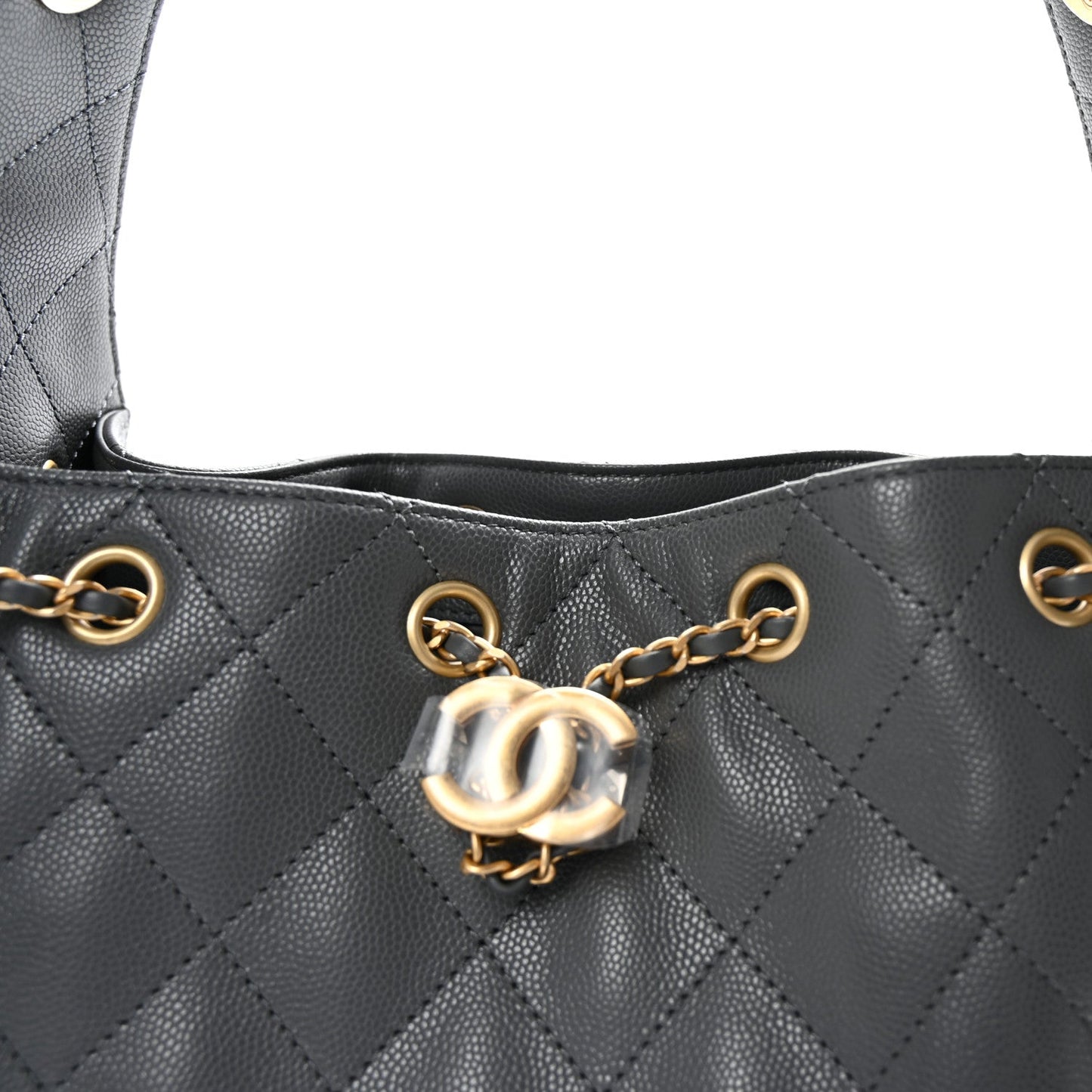 Caviar Quilted Small Chanel 25 Handbag Dark Grey