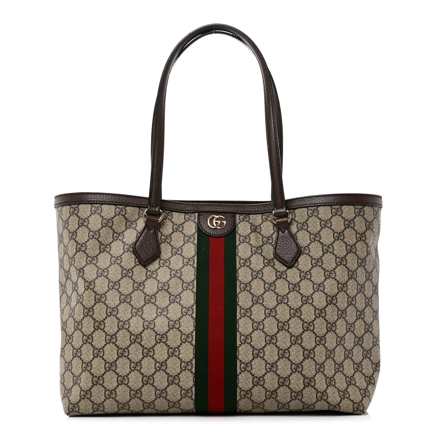 GG Supreme Monogram Medium Ophidia Shopping Tote Brown