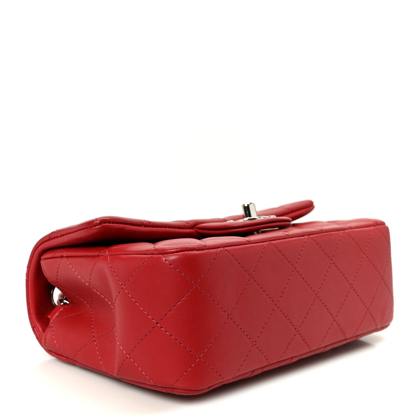Lambskin Quilted Mini Rectangular Flap Dark Red
