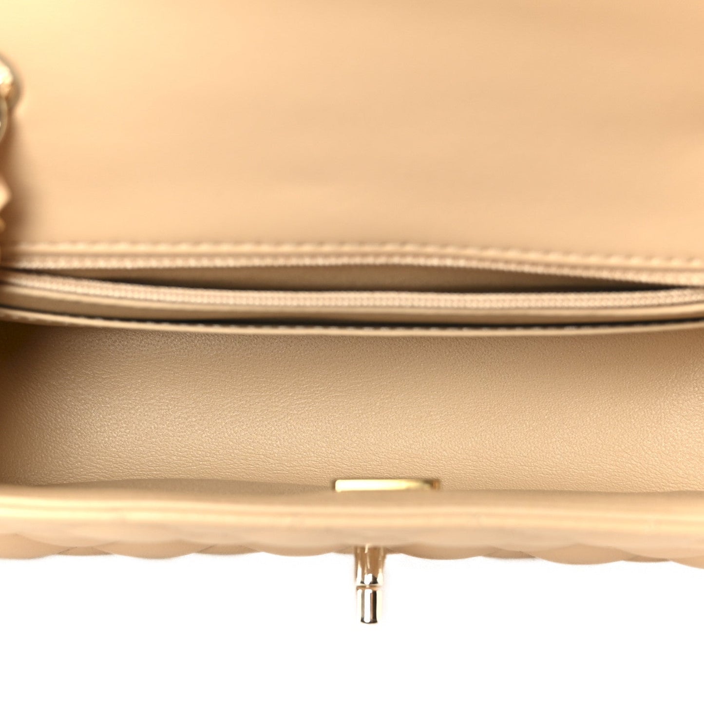 Lambskin Quilted Mini Rectangular Flap Beige