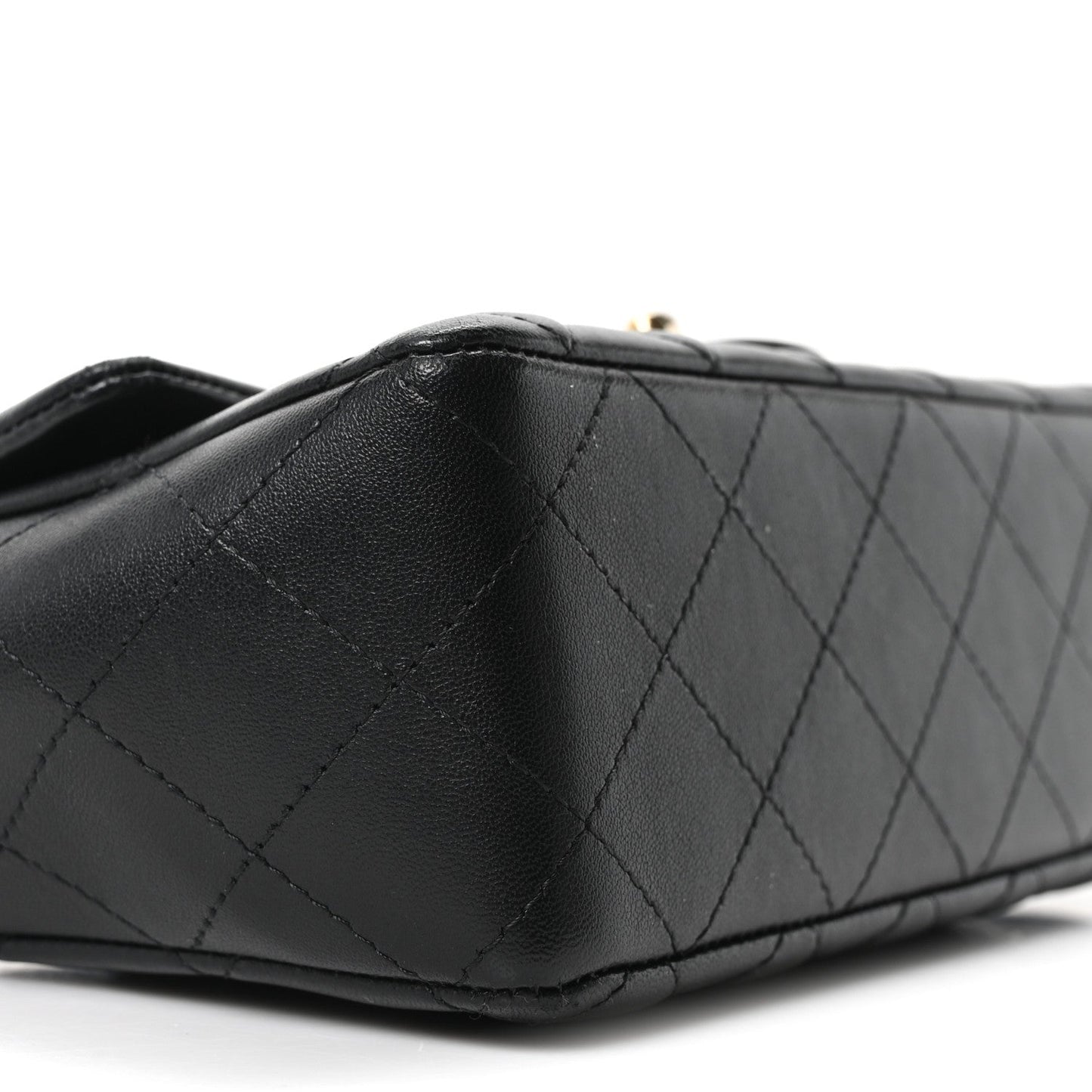 Lambskin Quilted Mini Rectangular Flap Black