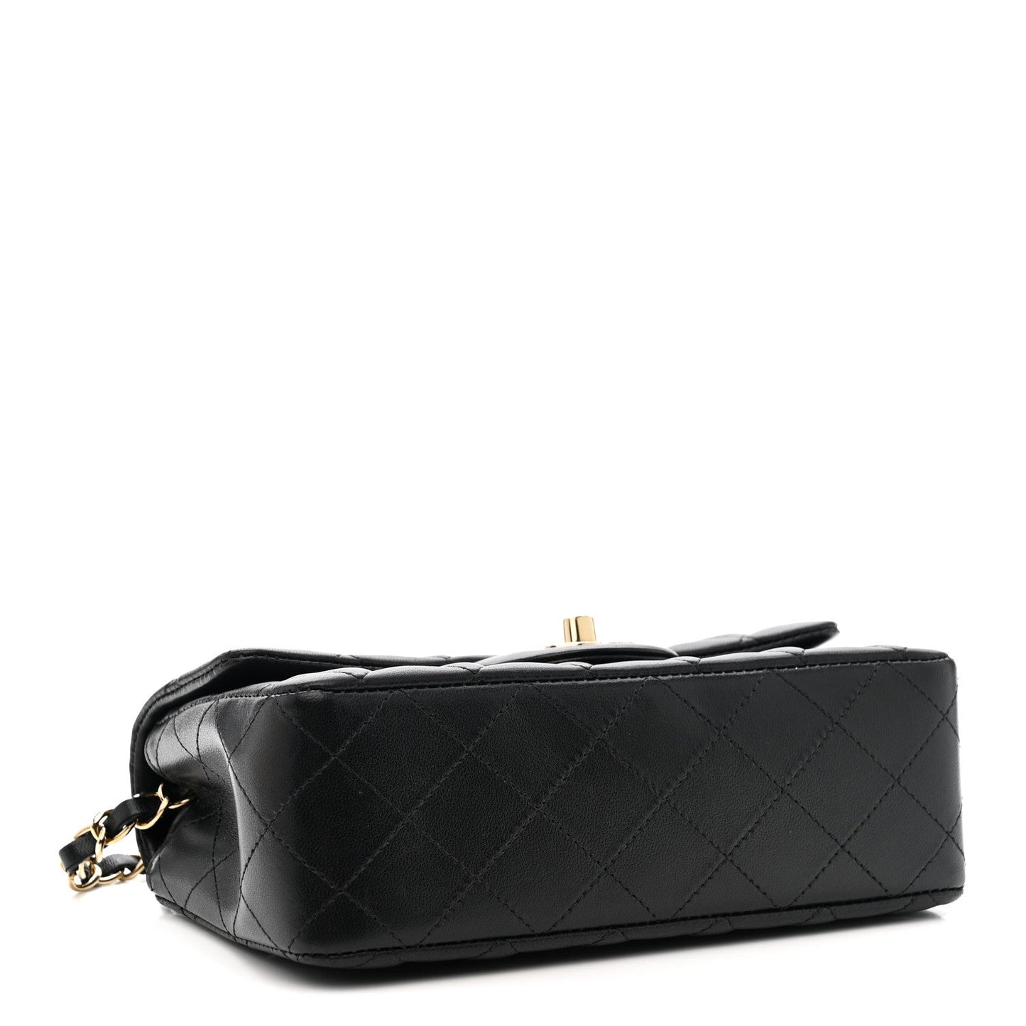 Lambskin Quilted Mini Rectangular Flap Black