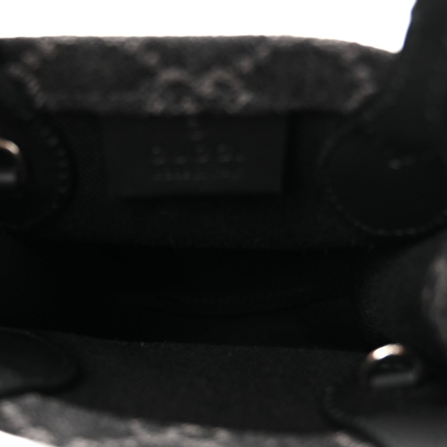 Denim Cuoio Harness GG Monogram Mini Ophidia Tote Bag Black Medium Grey