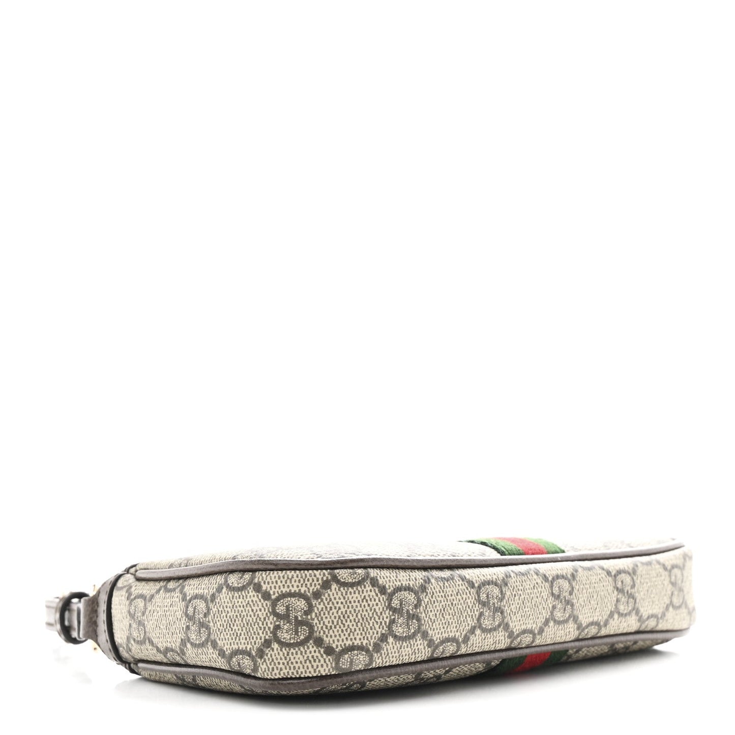 GG Supreme Monogram Textured Dollar Calfskin Web Mini Ophidia Shoulder Bag Beige Ebony New Acero