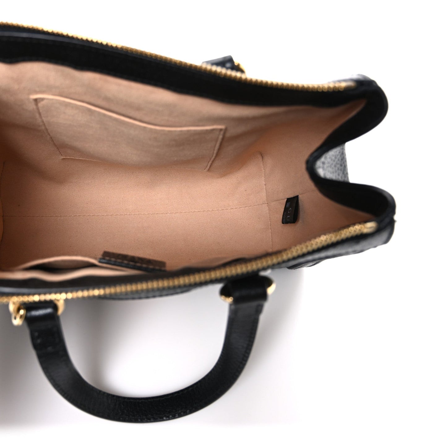 Textured Calfskin Web Small Ophidia Tote Bag Black