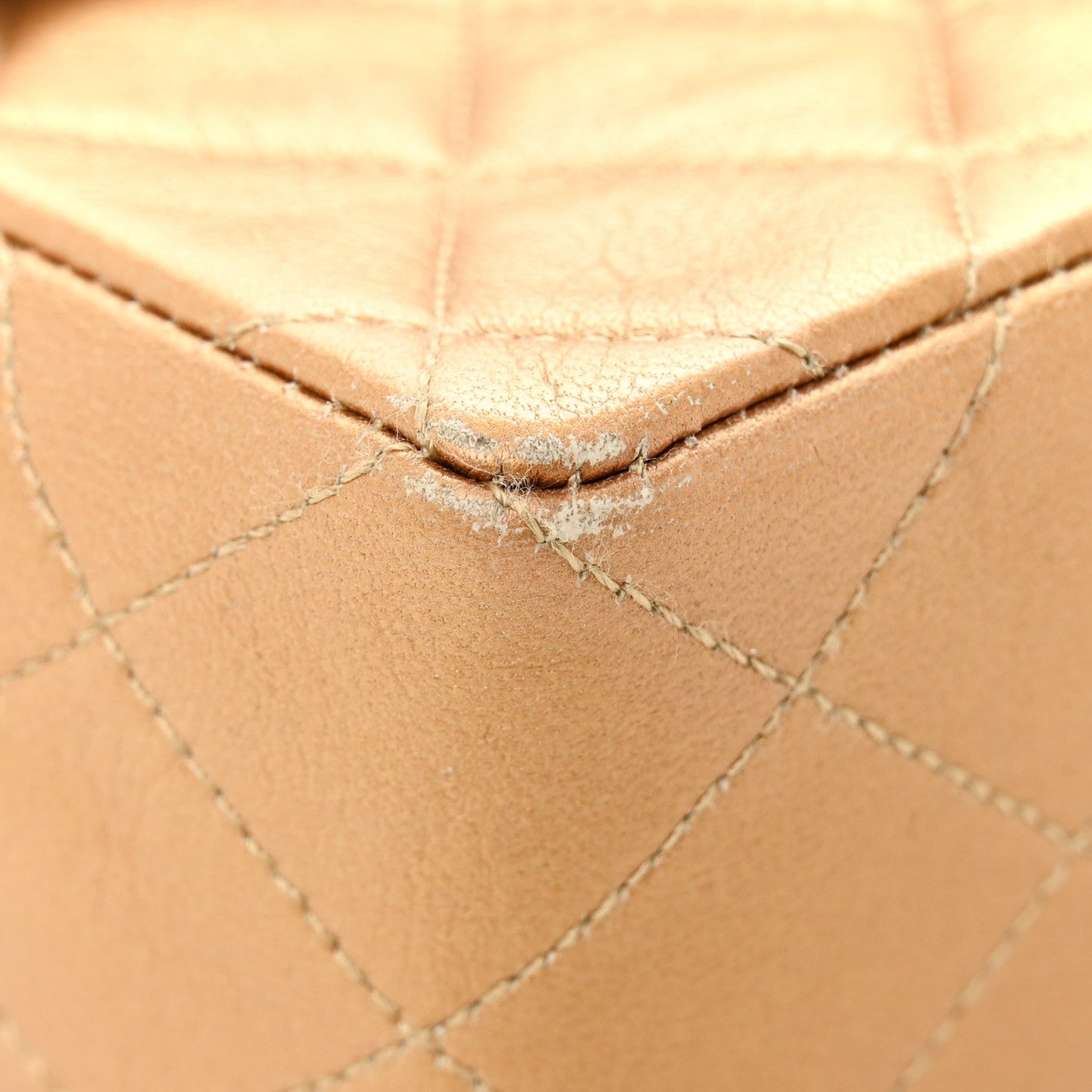 Metallic Lambskin Quilted Mini Square Flap Bronze