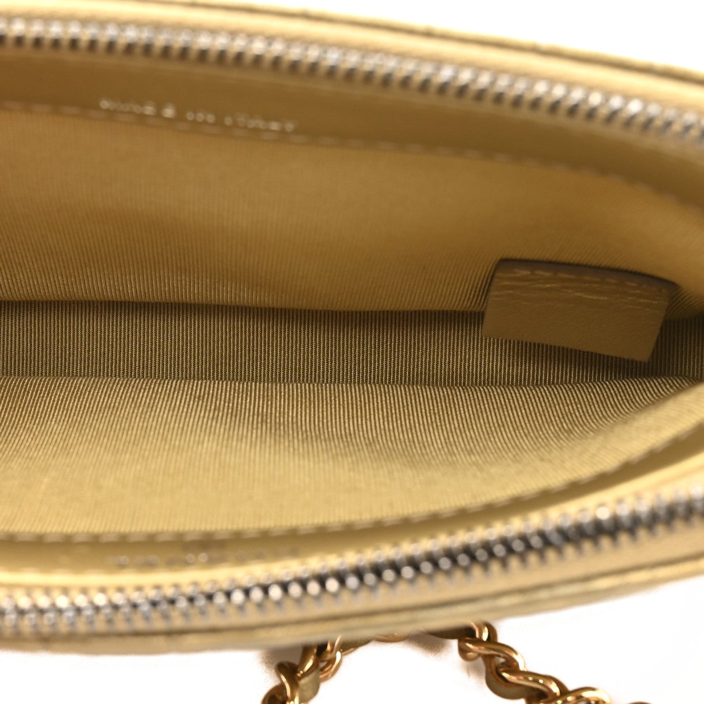 Metallic Calfskin Crocodile Embossed Small Gabrielle Clutch With Chain Gold