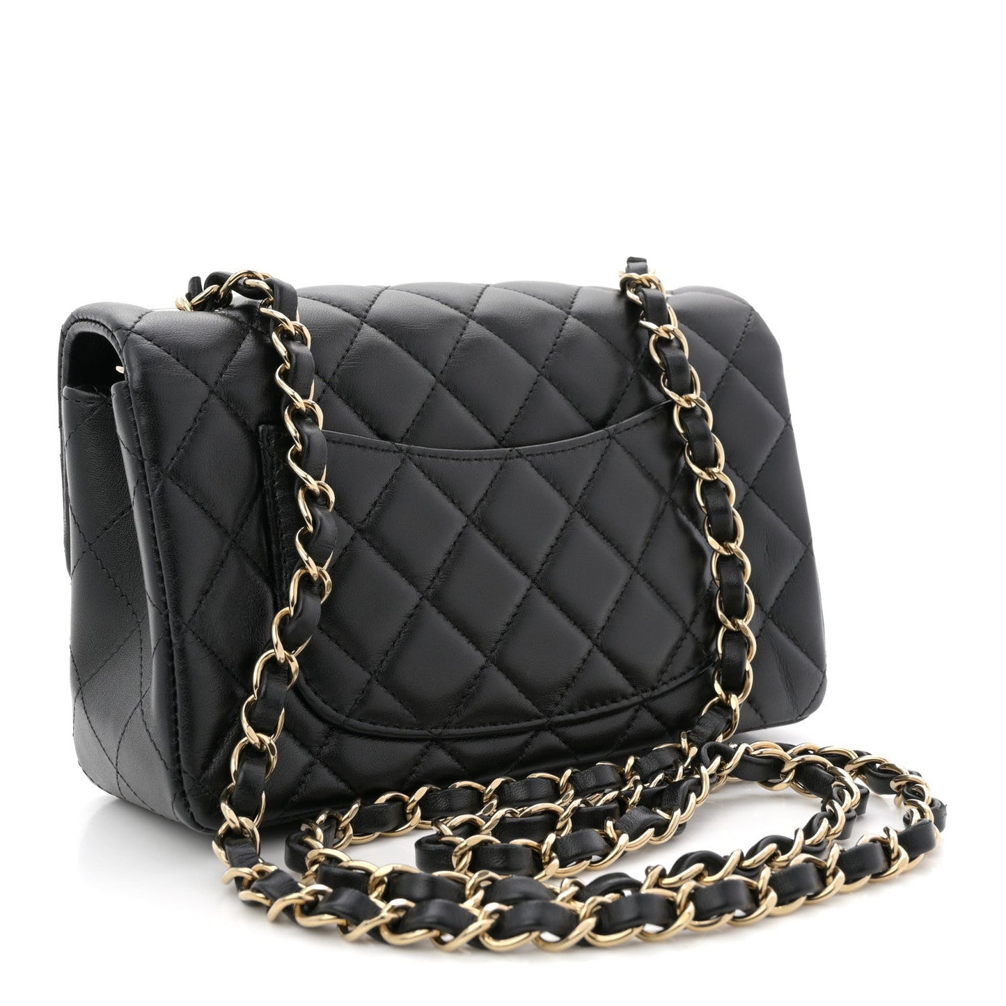 Lambskin Quilted Mini Rectangular Flap Black
