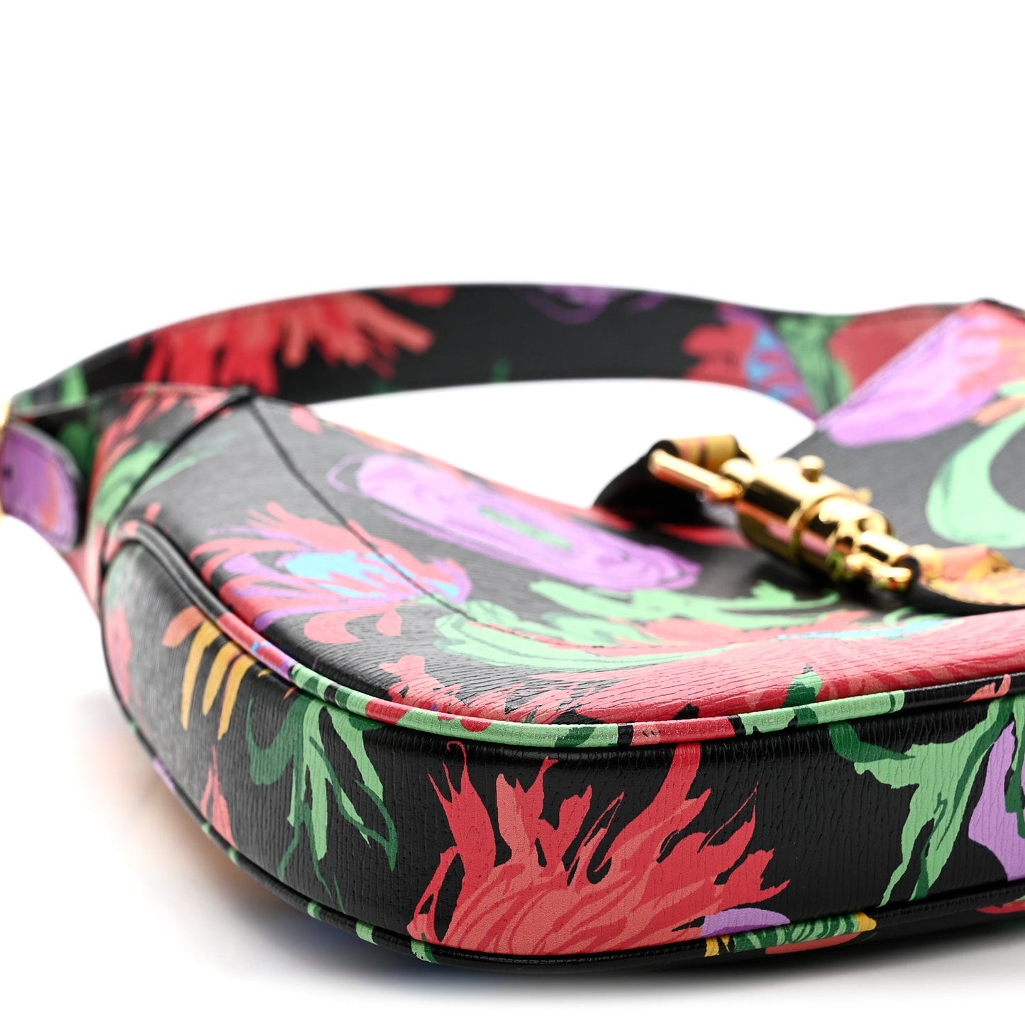 X KEN SCOTT New Shangai Calfskin Jenny Floral Print Small Jackie 1961 Hobo Black Pink
