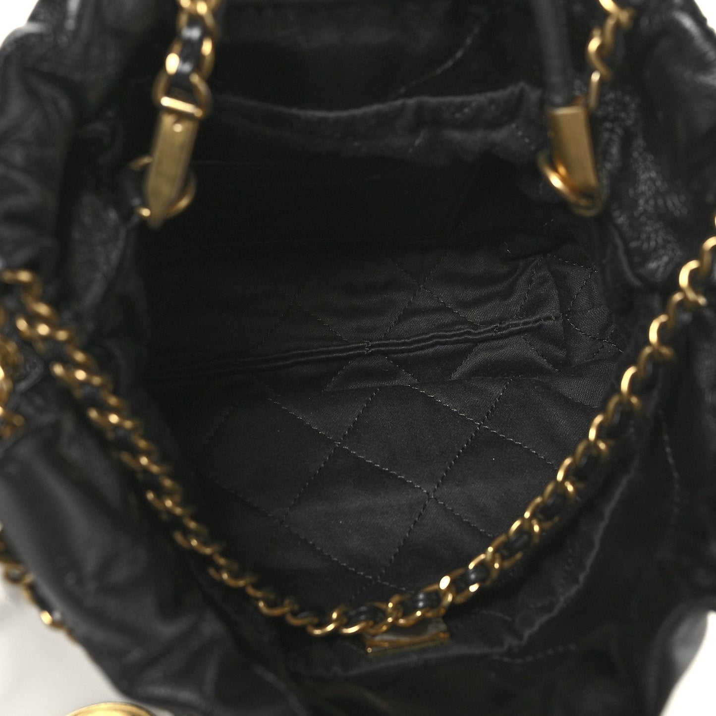 Shiny Calfskin Quilted Mini Chanel 22 Black