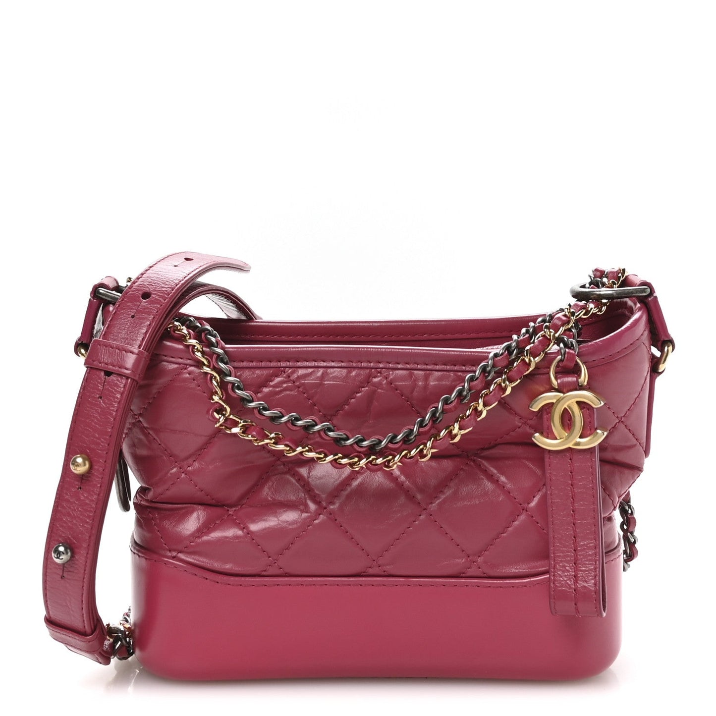 Aged Calfskin Quilted Small Gabrielle Hobo Fuchsia