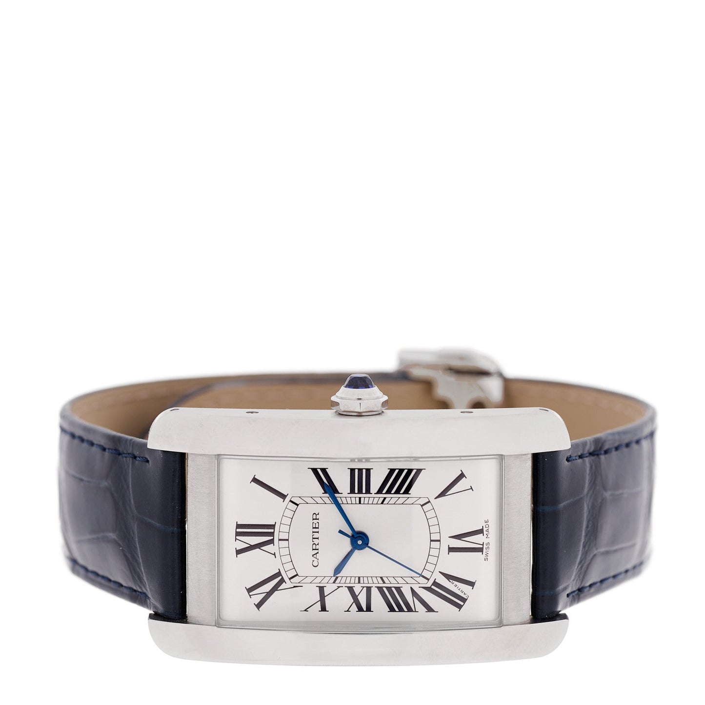 Stainless Steel Alligator 27mm Tank Americaine Automatic Watch Blue