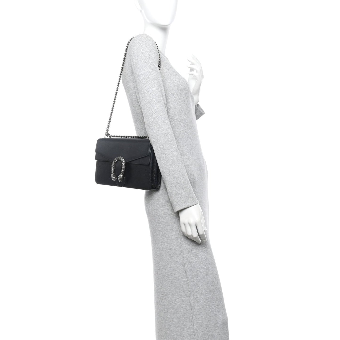 Pebbled Calfskin Small Dionysus Shoulder Bag Black