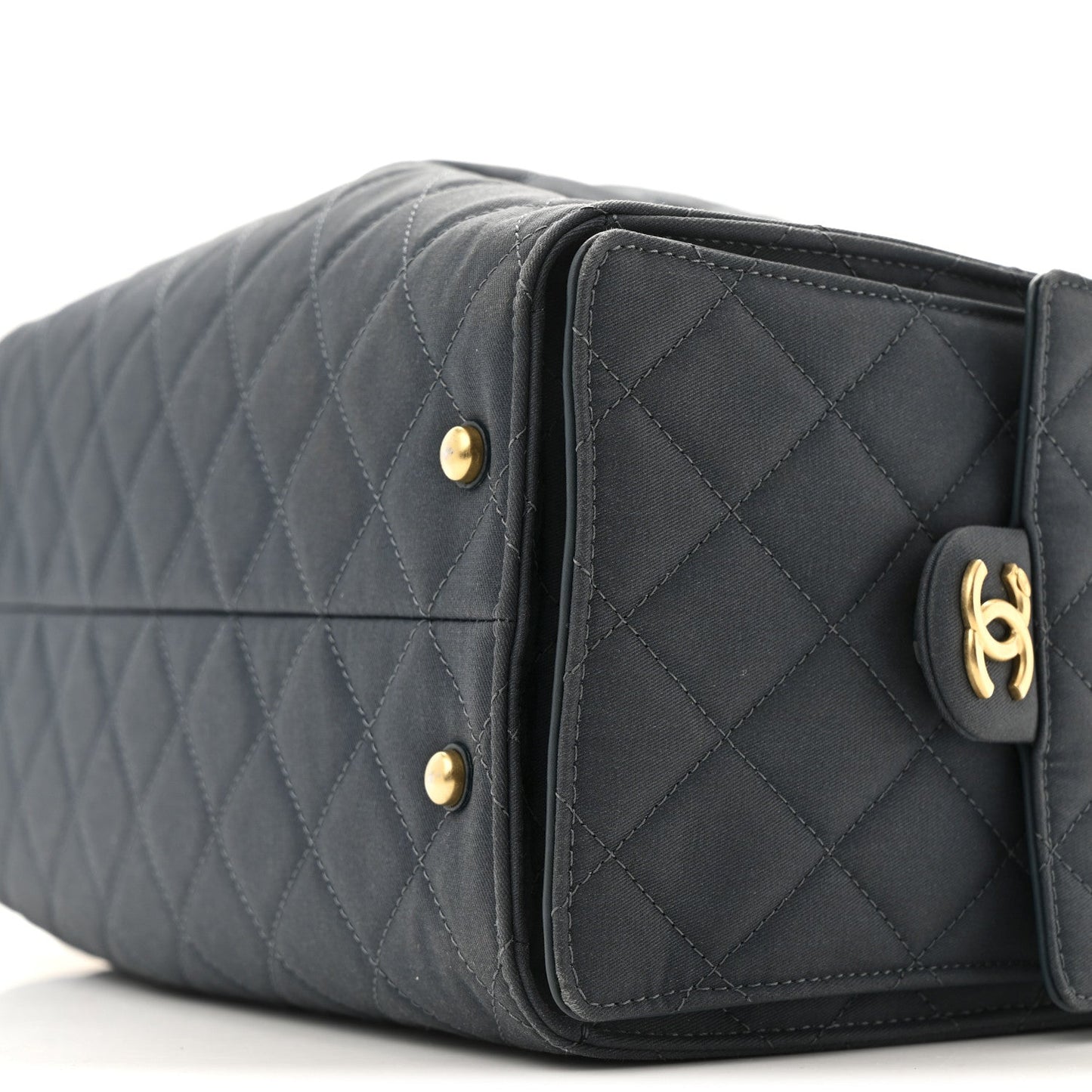 Canvas Quilted Medium Chanel 25 Handbag Dark Blue