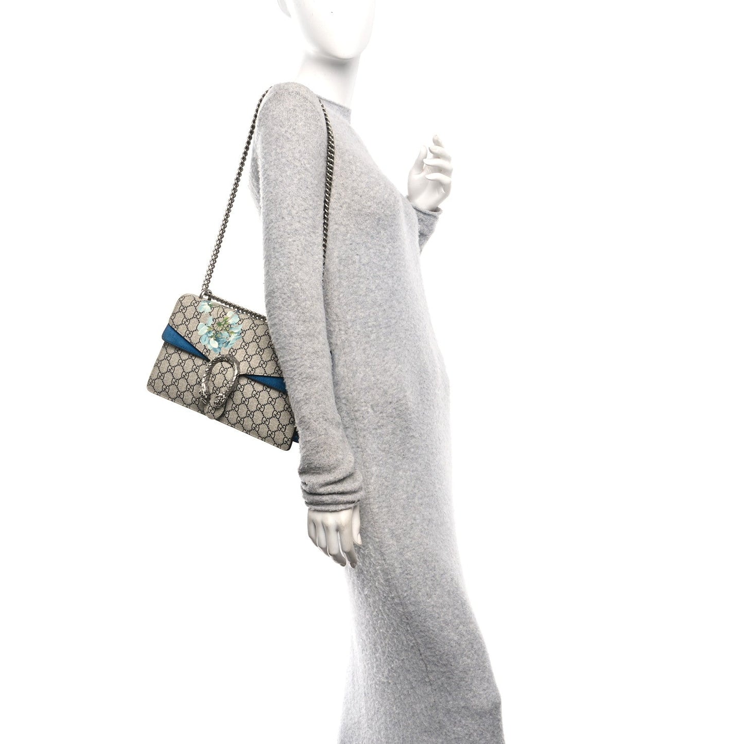 GG Supreme Monogram Blooms Small Dionysus Shoulder Bag Beige Navy Vintage Blue