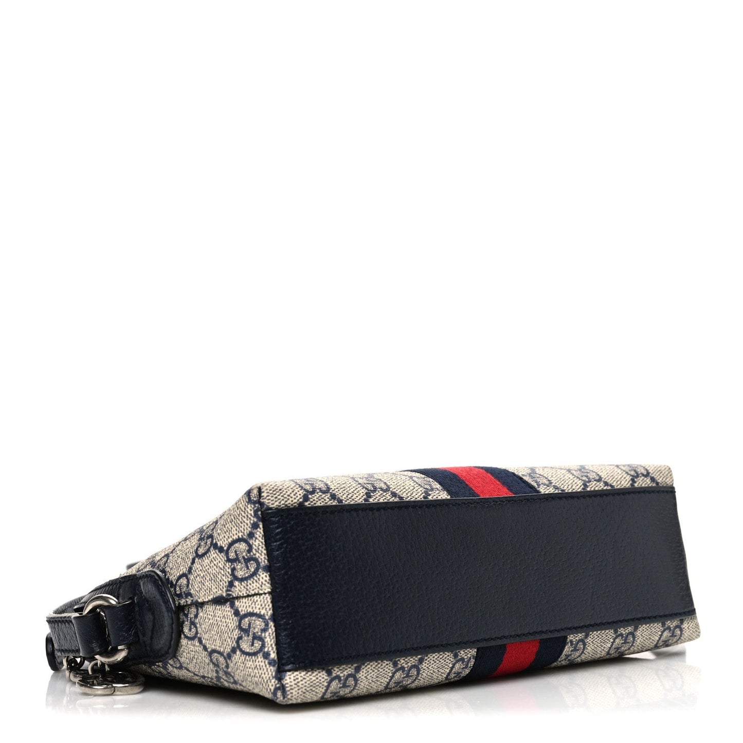 GG Supreme Monogram Textured Dollar Calfskin Web Small Ophidia Dome Shoulder Bag Beige Blue