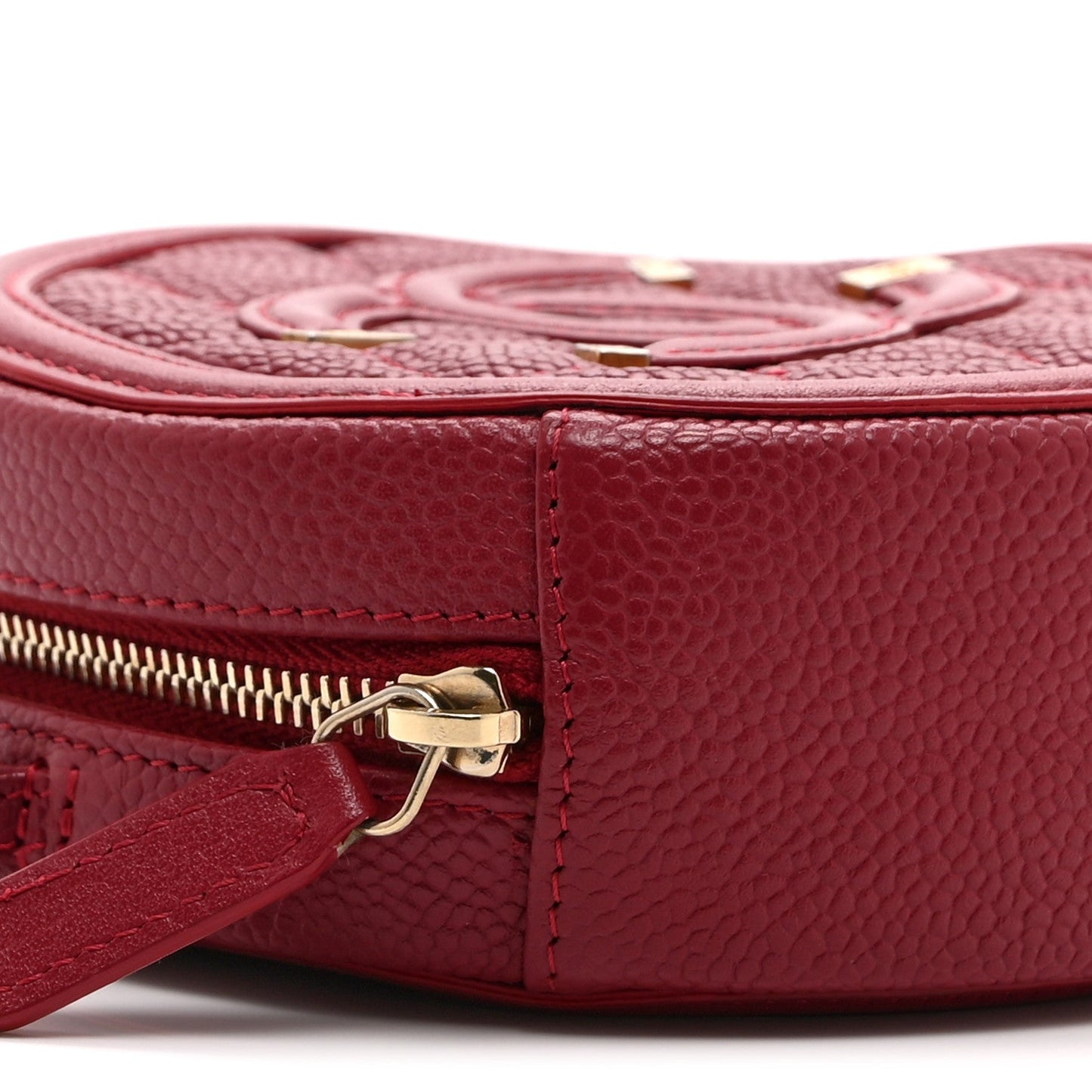 Caviar Quilted Round Filigree Crossbody Red