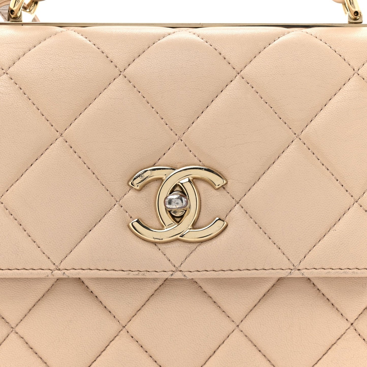 Lambskin Quilted Small Trendy CC Dual Handle Flap Bag Beige