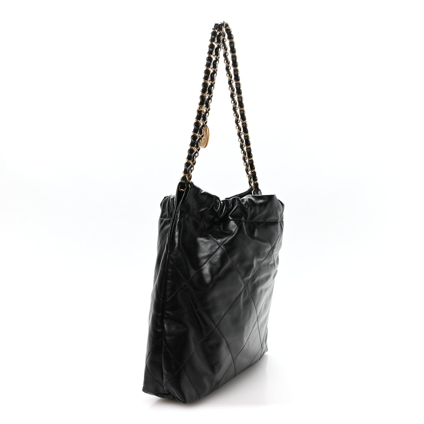 Shiny Calfskin Quilted Small Chanel 22 Black