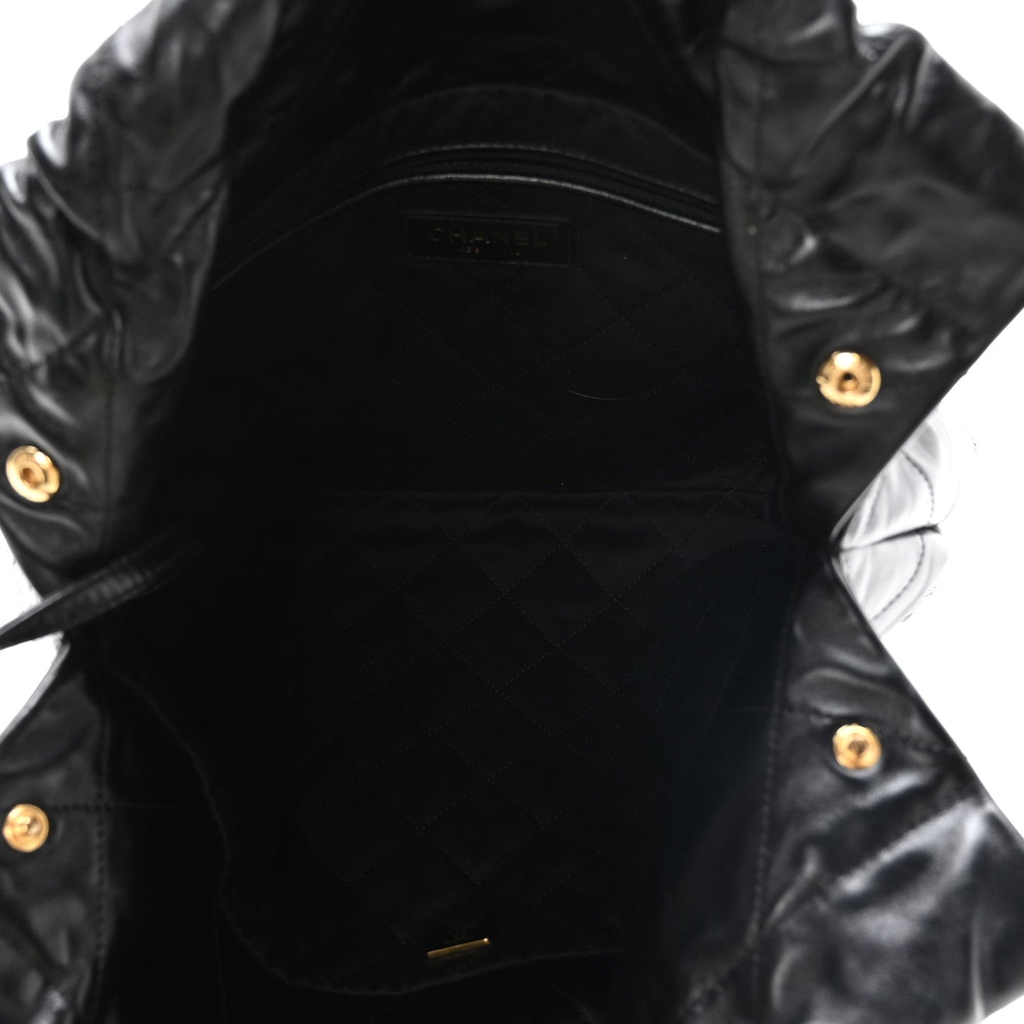 Shiny Calfskin Quilted Small Chanel 22 Black