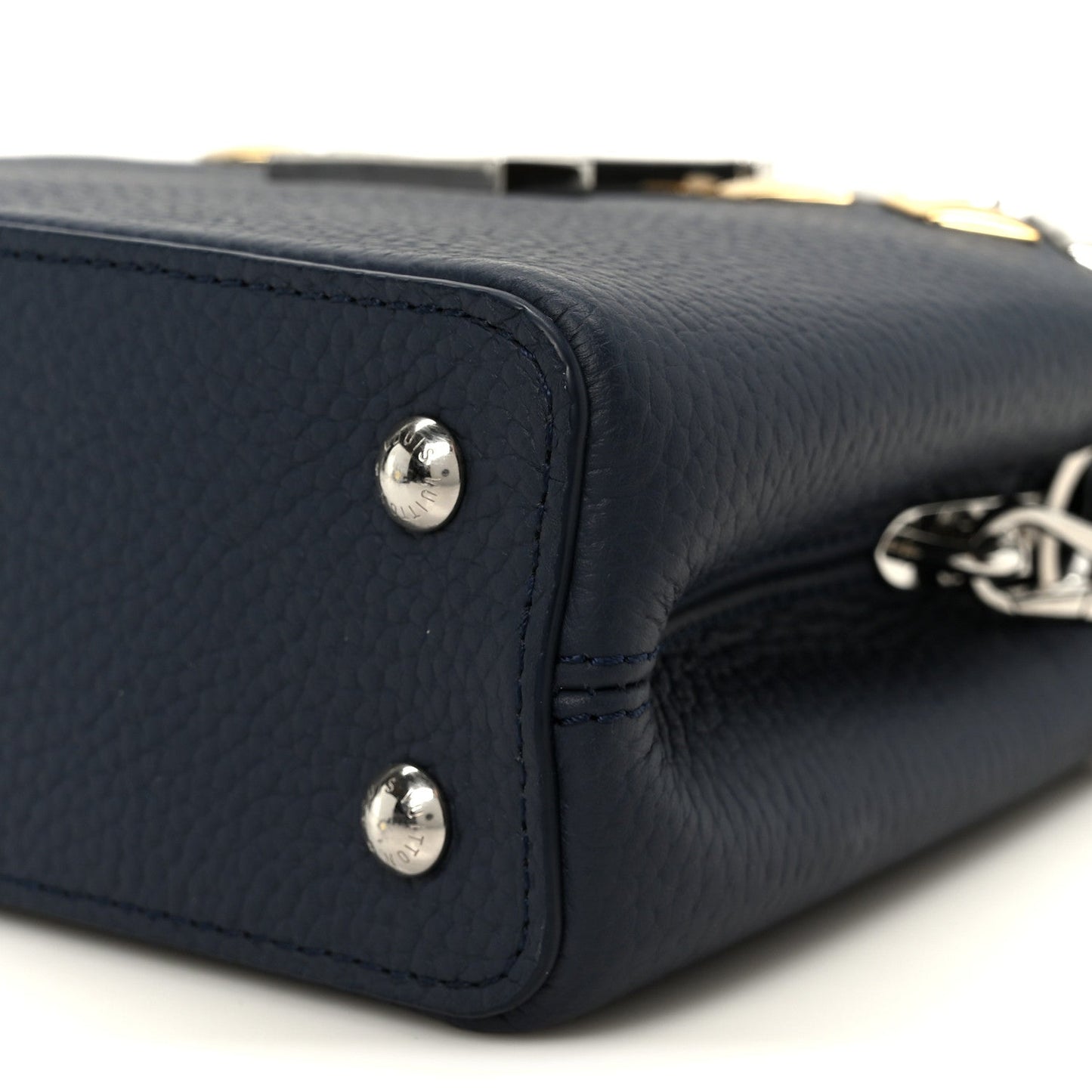 Taurillon Embellished Malletage Crown Mini Capucines Navy