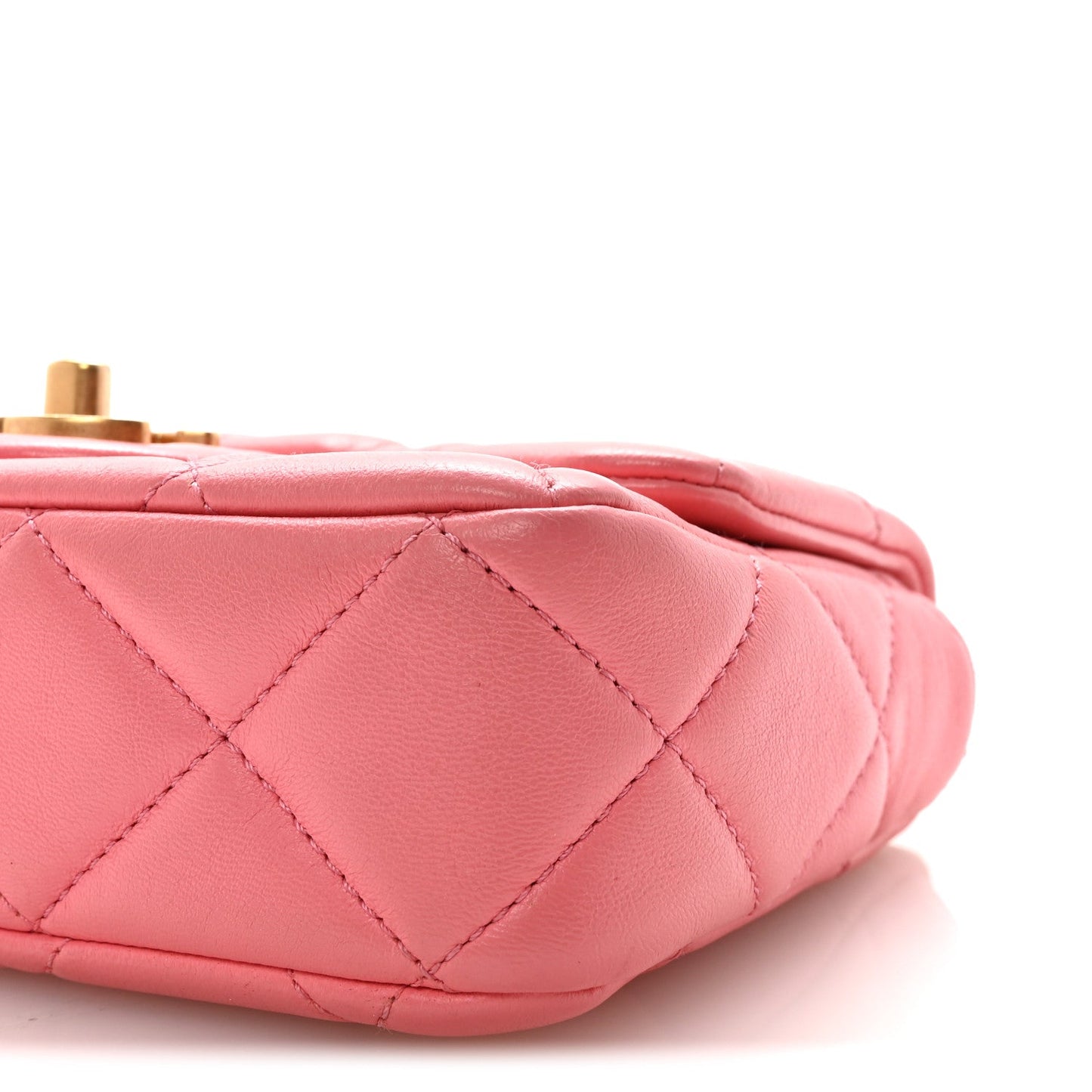Lambskin Enamel Quilted Pending CC Mini Square Flap Pink