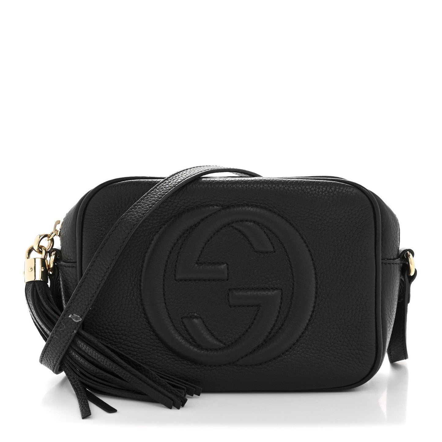 Pebbled Calfskin Small Soho Disco Bag Black