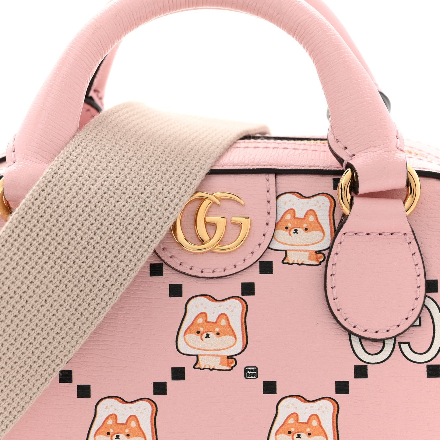 X PIKARAR Textured Dollar Calfskin Animal Print Mini Ophidia Top Handle Bowler Bag Pink Multicolor