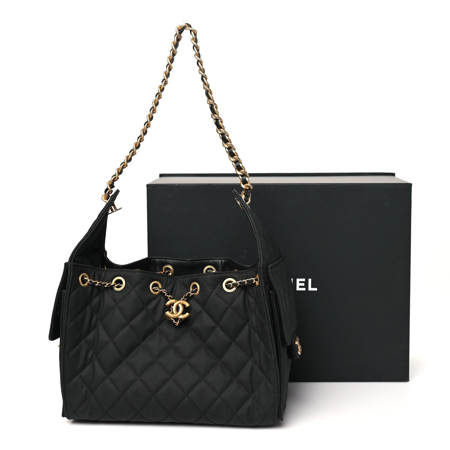 Canvas Quilted Small Chanel 25 Handbag Black