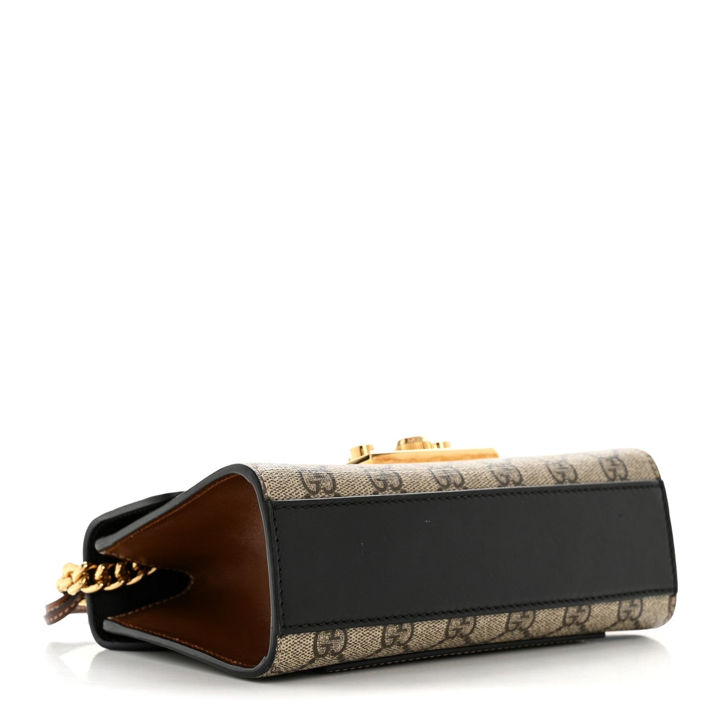 GG Supreme Monogram Calfskin Small Padlock Shoulder Bag Beige Black Cuir
