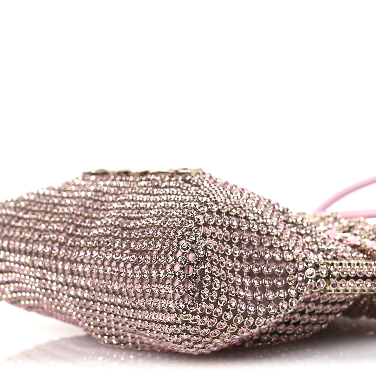 Crystal Embellished Metallic Lambskin Mini Chanel 22 Light Pink
