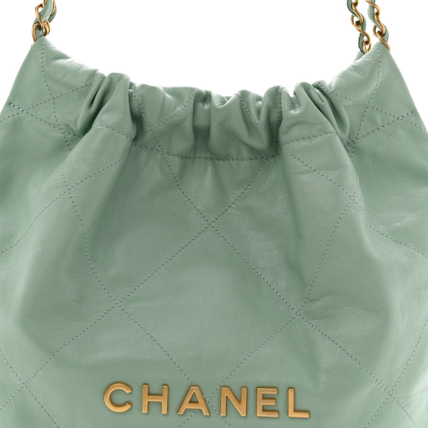 Shiny Calfskin Quilted Small Chanel 22 Light Green