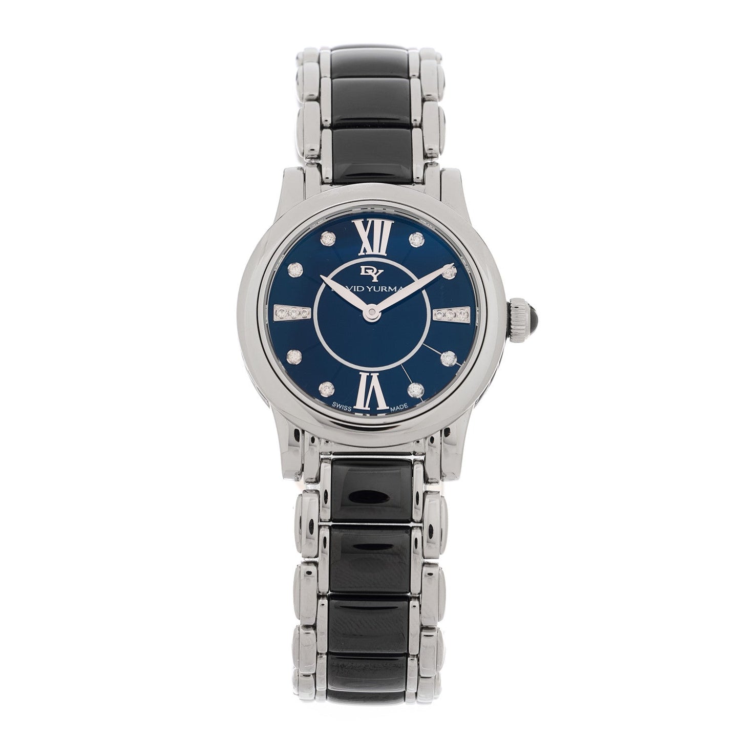 Stainless Steel Ceramic Diamond 30mm Classic Quartz Watch Black