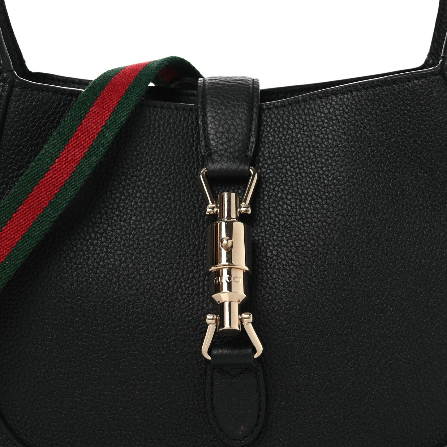 Grained Calfskin Web Medium Jackie 1961 Hobo Black