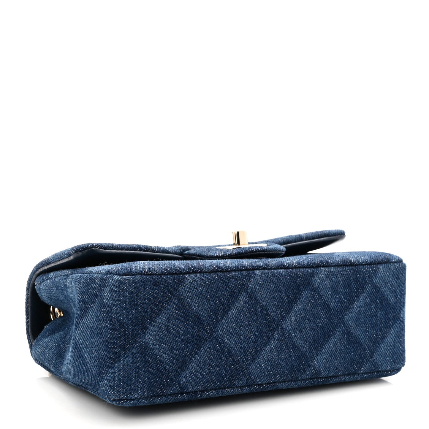 Printed Denim Quilted Mini Rectangular Flap Dark Blue