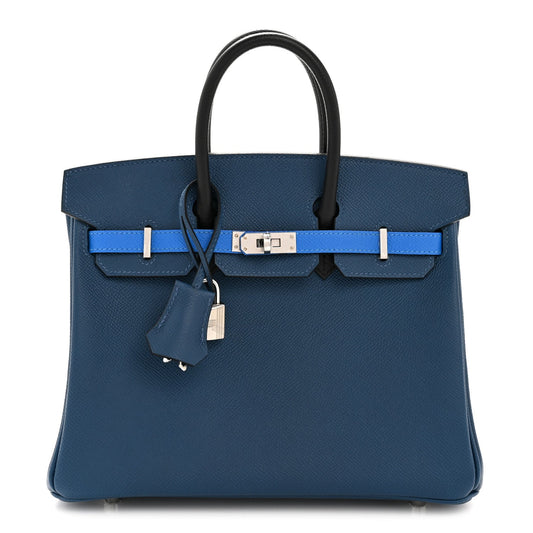 Epsom Tri-Color Birkin 25 Deep Bleu Bleu Hydra Black