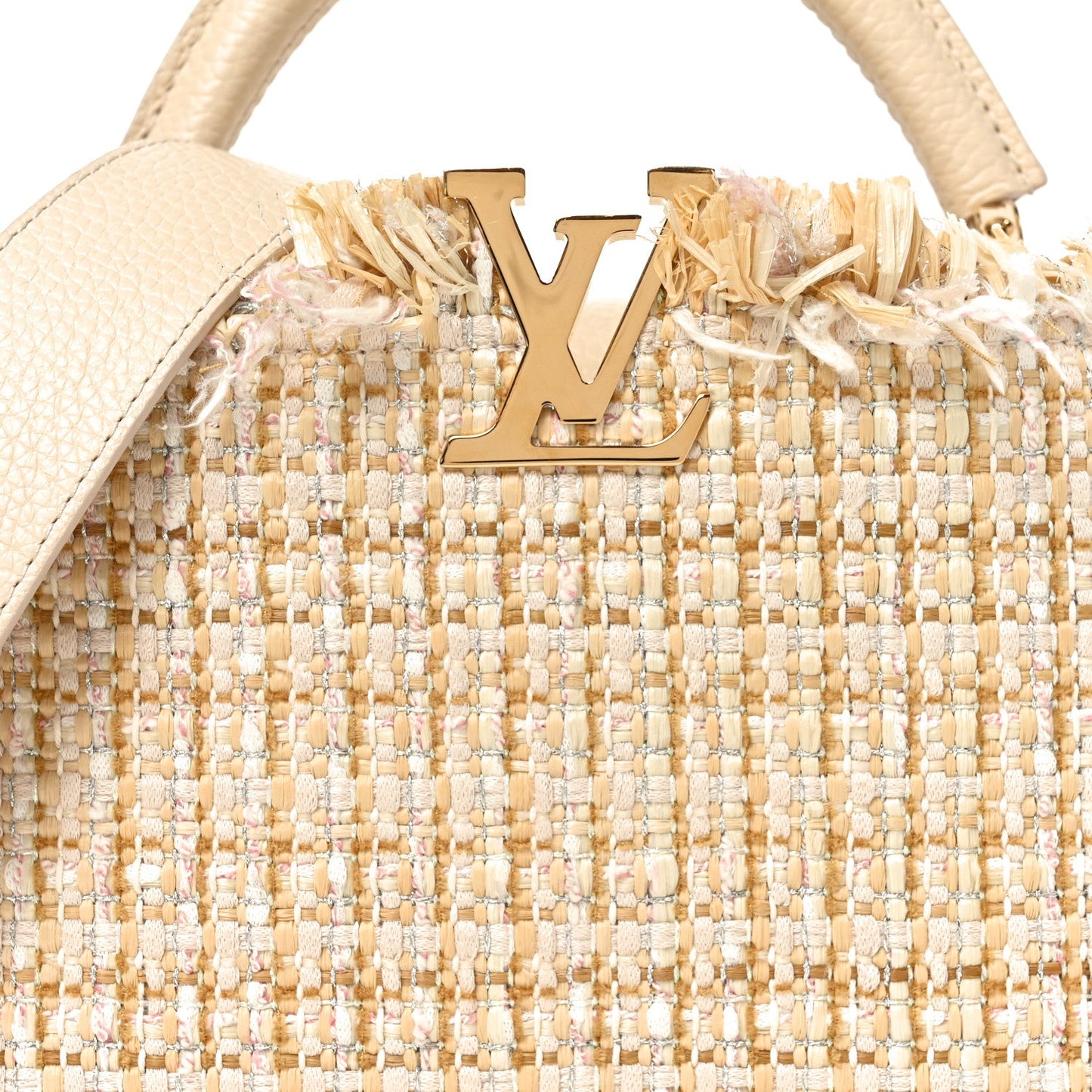 Tweed Taurillon Capucines BB Beige