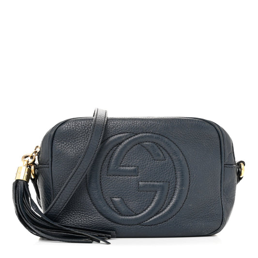 Pebbled Calfskin Small Soho Disco Bag Blue