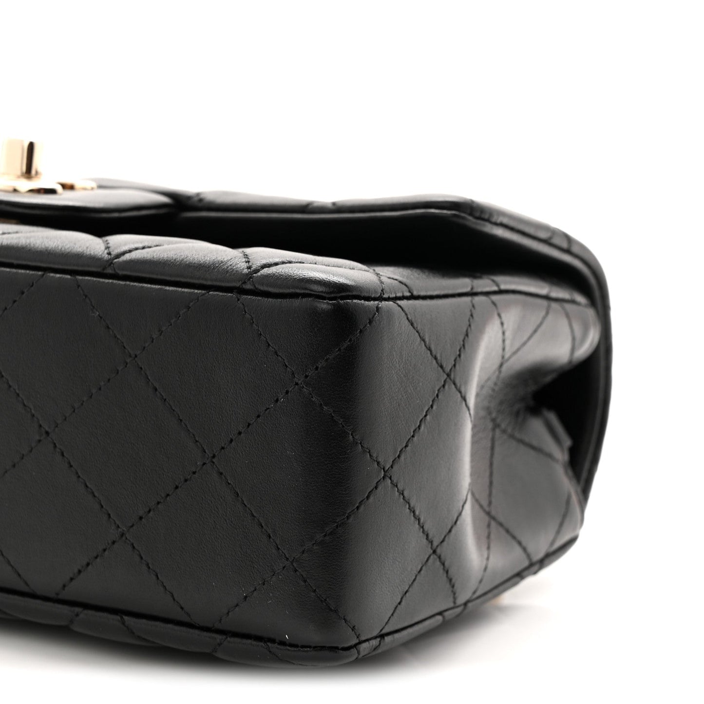 Lambskin Quilted Mini Rectangular Flap Black