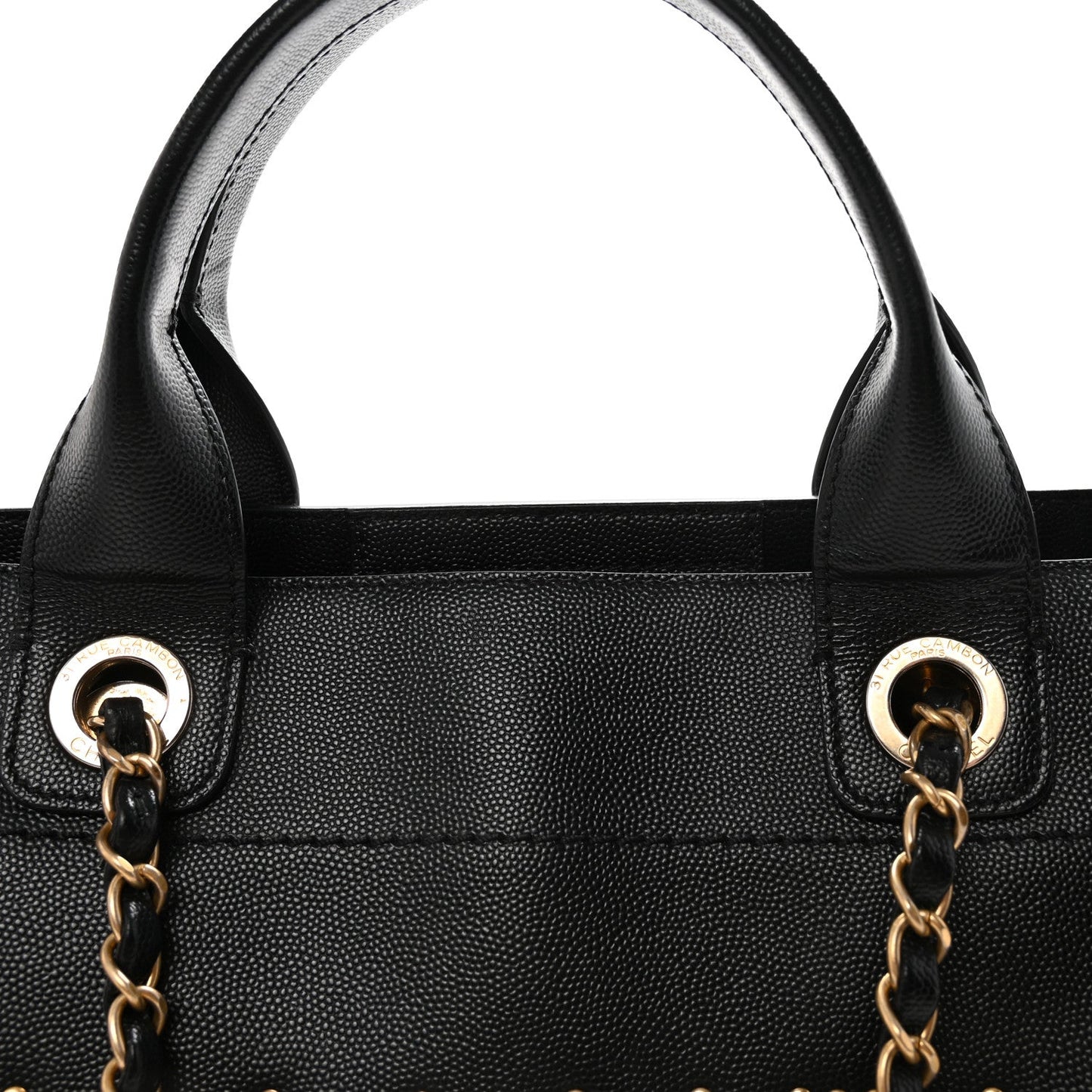 Caviar Small Studded Deauville Tote Black