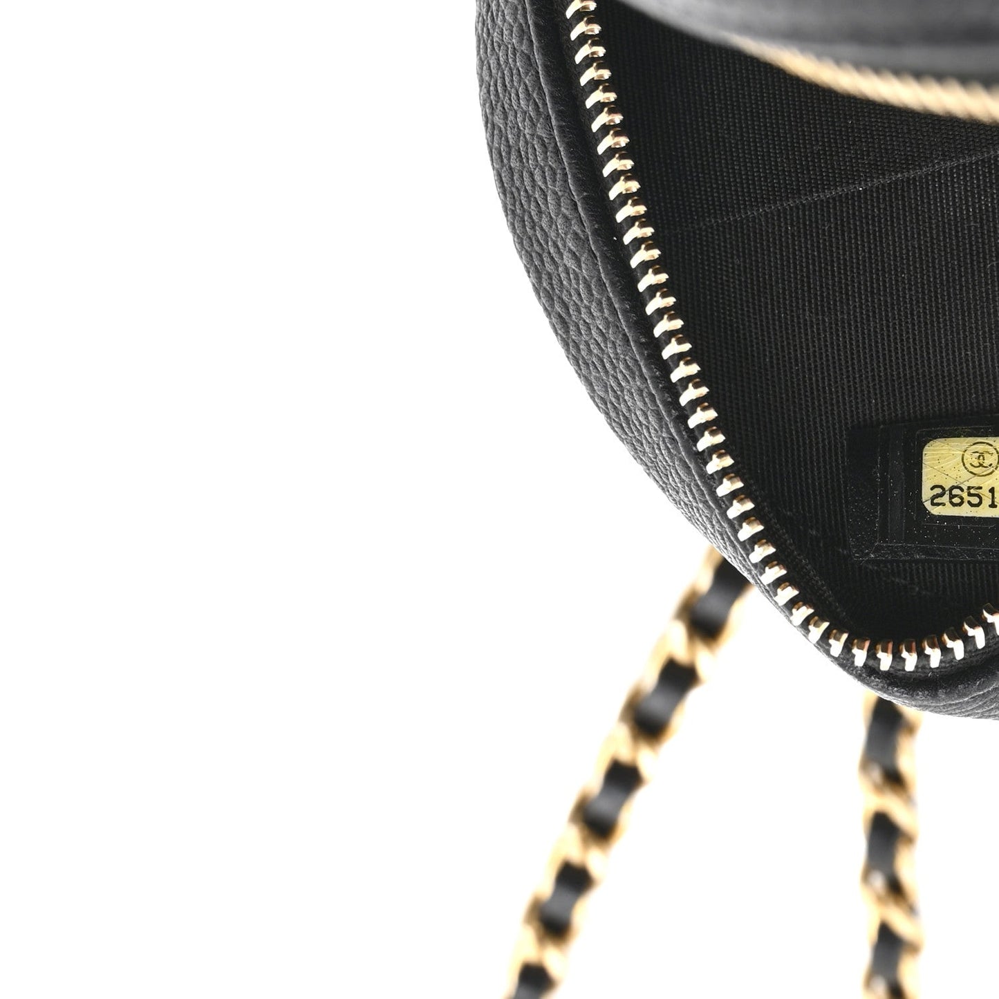 Caviar Quilted Round Filigree Crossbody Black